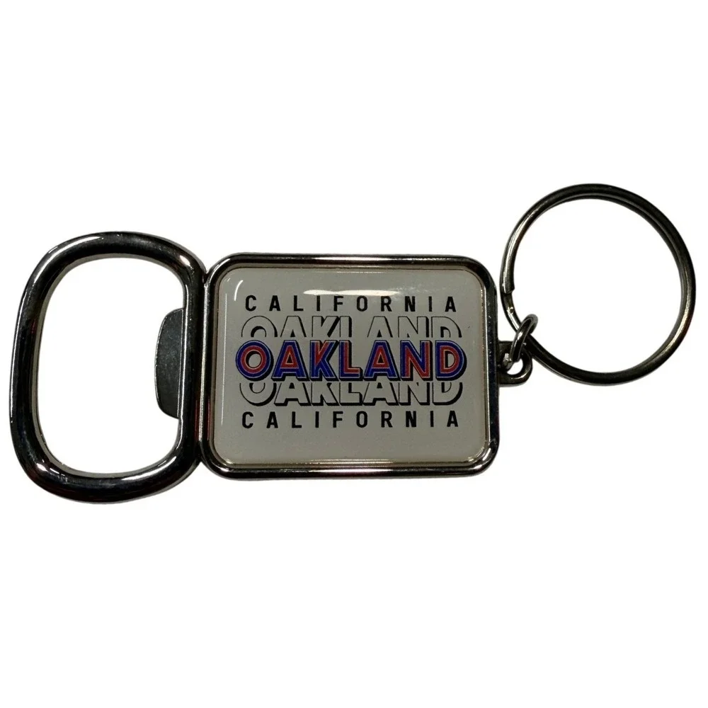 Oakland California Souvenir Keychain Bottle Opener Silver Tone Retro Gift